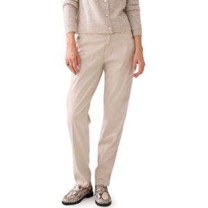 Summum Woman Tapered silk stretch sateen broek beige (Maat: 38) - Effen