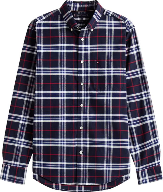 Tommy Hilfiger - Brushed Oxford Check - Overhemd - Wedge Blue - Regular Fit