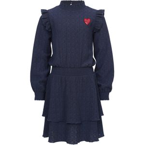 Looxs Little Meisjes jurk blauw (Maat: 128) - Effen