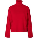 SELECTED FEMME - Slfkamma Ls Knit Roll Neck Noos - Equestrian Red - Trui