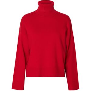 SELECTED FEMME - Slfkamma Ls Knit Roll Neck Noos - Equestrian Red - Trui