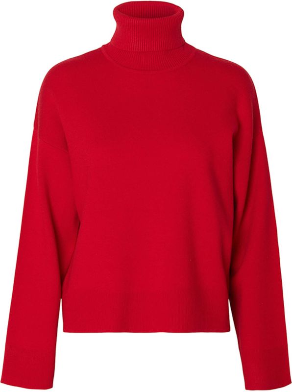 SELECTED FEMME - Slfkamma Ls Knit Roll Neck Noos - Equestrian Red - Trui