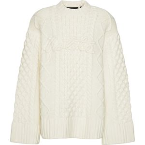 ROTATE Dames trui ecru (Maat: XS) - Kabelpatroon - Halslijn: Ronde hals,