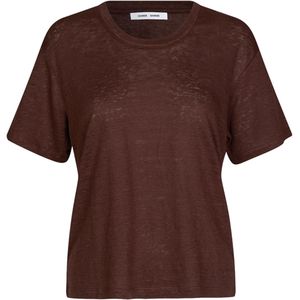 Samsøe Samsøe T-shirt bruin (Maat: S) - Effen - Halslijn: Ronde hals,