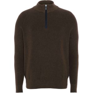 Baileys Heren trui met rits bruin (Maat: L) - Effen - Halslijn: Opstaande kraag met rits,