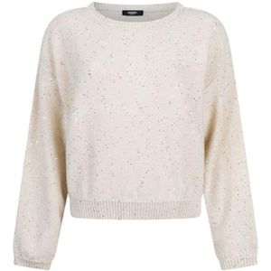 JANSEN Amsterdam Dames trui ecru (Maat: S) - Glitter - Halslijn: Ronde hals,