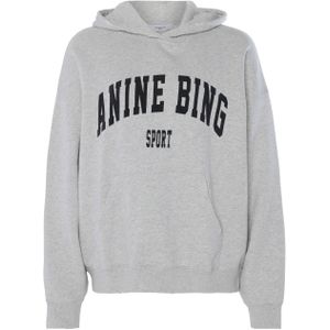Anine Bing Dames sweater grijs (Maat: L) - Tekst - Halslijn: Capuchon,