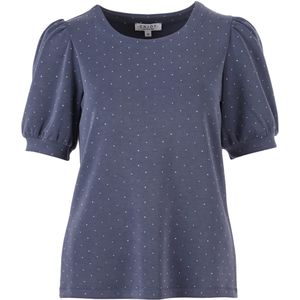 Enjoy - Trui - Blauw - Korte Pofmouw - Strass