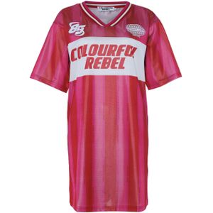 Colourful Rebel Jurk roze (Maat: M) - Tekst - Halslijn: V-hals,