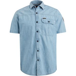 PME Legend Overhemd korte mouw blauw (Maat: 3XL) - Effen