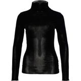 Luisa Cerano - Long Sleeve Tops - Zwart - Nauwsluitend Velvet Shirt