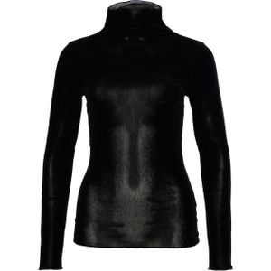 Luisa Cerano - Long Sleeve Tops - Zwart - Nauwsluitend Velvet Shirt
