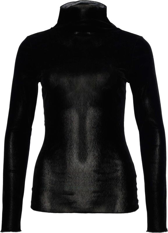 Luisa Cerano - Long Sleeve Tops - Zwart - Nauwsluitend Velvet Shirt