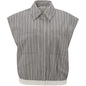 YAYA Blouse grijs (Maat: 36) - Streep - Halslijn: Kraag,