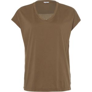 Penn & Ink N.Y. T-shirt bruin (Maat: M) - Tekst - Halslijn: V-hals,