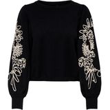 Only - Onlmagnolia Ls Detail - Trui - Zwart/Ecru - Dames