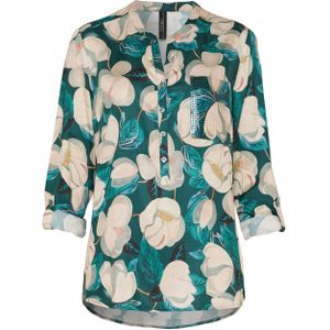 Toni Blouse blauw (Maat: 36) - Halslijn: V-hals,