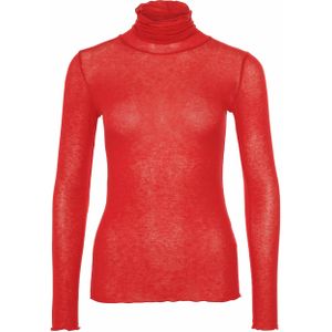 Babiche Top rood (Maat: XL) - Effen - Halslijn: Opstaande kraag,