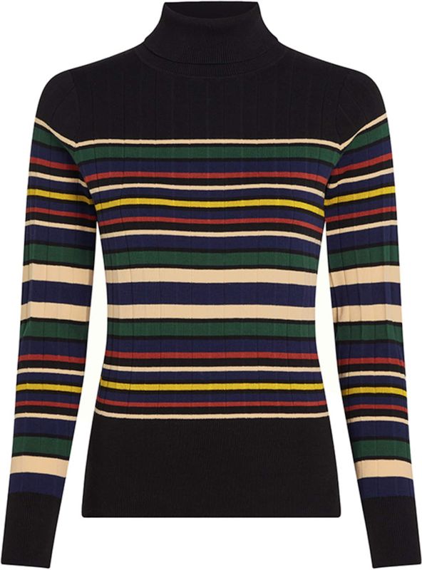 King Louie - Rollneck Top - Zwart - Gestreept Dessin