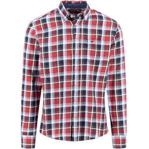 Fynch-Hatton Overhemd lange mouw bordeaux (Maat: XL) - Ruit