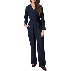 Freebird Dames jumpsuit blauw (Maat: L) - Effen - Halslijn: Revers,