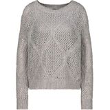 Monari - Gebreide Trui - Greige - Pullover Ajour Pailletten