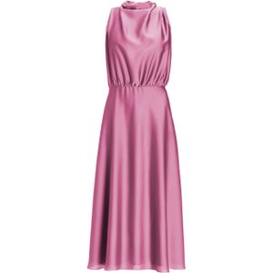 Swing Dames jurk roze (Maat: 36) - Effen - Halslijn: Opstaande kraag,