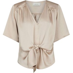 Neo Noir Blouse beige (Maat: 38) - Effen - Halslijn: V-hals,