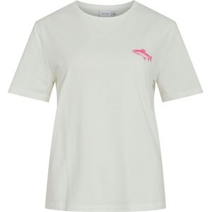 Vila T-shirt ecru (Maat: L) - TekstFotoprint - Halslijn: Ronde hals,