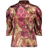 Geisha - T-shirt - Camel/pink - Met Plooimouwen En Print - Dames