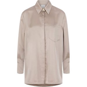 Dante6 Blouse beige (Maat: 42) - Effen - Halslijn: Kraag,