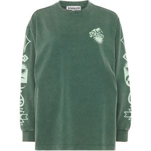 Stieglitz Dames longsleeve groen (Maat: XXS) - Fotoprint - Halslijn: Ronde hals,