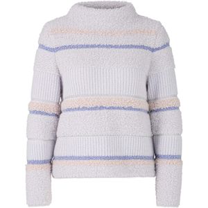 Marc Cain - Pullover - Paars - StreepKabelpatroon - Halslijn Opstaande Kraag