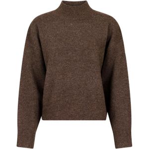 Neo Noir Dames trui bruin (Maat: 36) - Effen - Halslijn: Opstaande kraag,
