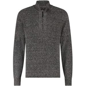 Bluefields - Pullover Sportzip - Grijs - Mélange - Opstaande Kraag met Rits