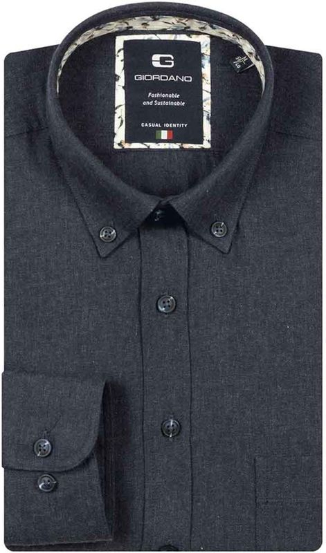 Giordano - Overhemd - Blauw - Lange Mouw - Effen