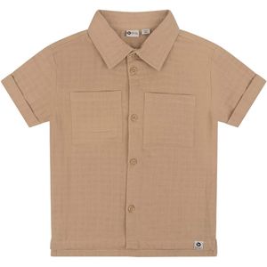 Daily7 Overhemd korte mouw beige (Maat: 128) - Effen