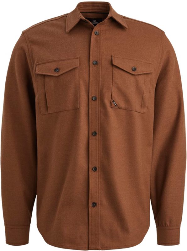Vanguard - Heren Overhemd - Bruin - Lange Mouw - Effen