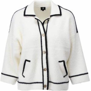 K-Design Dames vest ecru (Maat: M) - Effen - Halslijn: Polokraag,