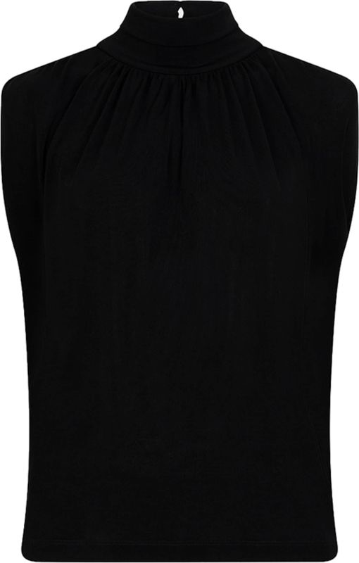 Esqualo - Dames Top - Zwart - Effen - Halslijn Opstaande Kraag