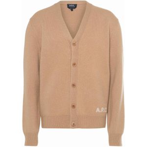 A.P.C. Vest beige (Maat: M) - Logo - Halslijn: V-hals,