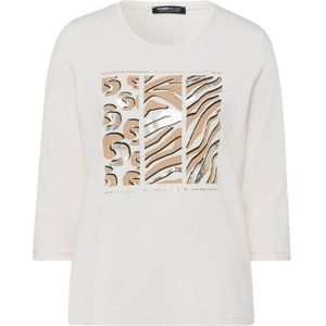 Frank Walder - Dames Longsleeve - Beige - Fotoprint - Ronde Halslijn