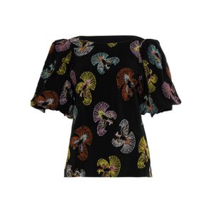 Pom Amsterdam Blouse zwart (Maat: 40) - Halslijn: Ronde hals,