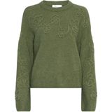 Moss Copenhagen Dames trui groen (Maat: XS-S) - Effen - Halslijn: Ronde hals,