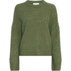 Moss Copenhagen Dames trui groen (Maat: XS-S) - Effen - Halslijn: Ronde hals,