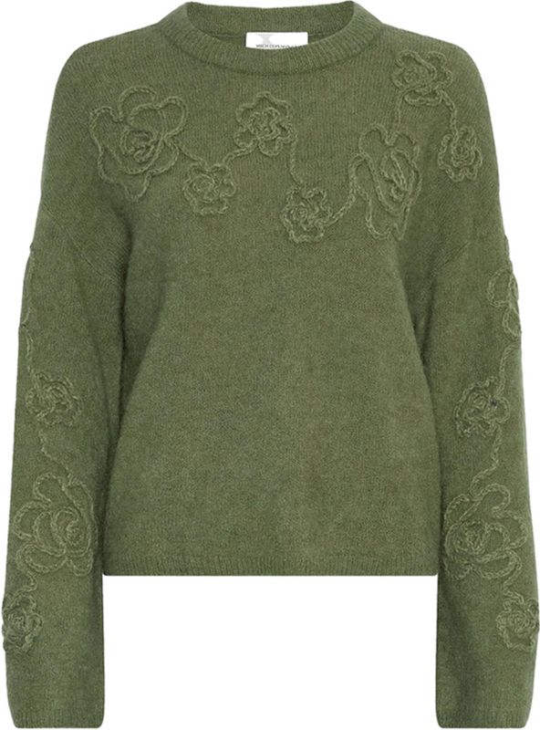 Moss Copenhagen Dames trui groen (Maat: XS-S) - Effen - Halslijn: Ronde hals,