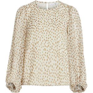 Vila Blouse beige (Maat: 38) - Halslijn: Ronde hals,