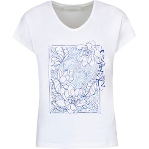 Bianca T-shirt ecru (Maat: 46) - Fotoprint - Halslijn: Ronde hals,