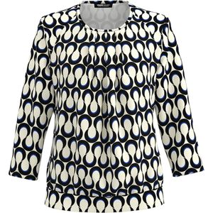 Frank Walder - Blouse Allover Print - Zwart/Wit - 48