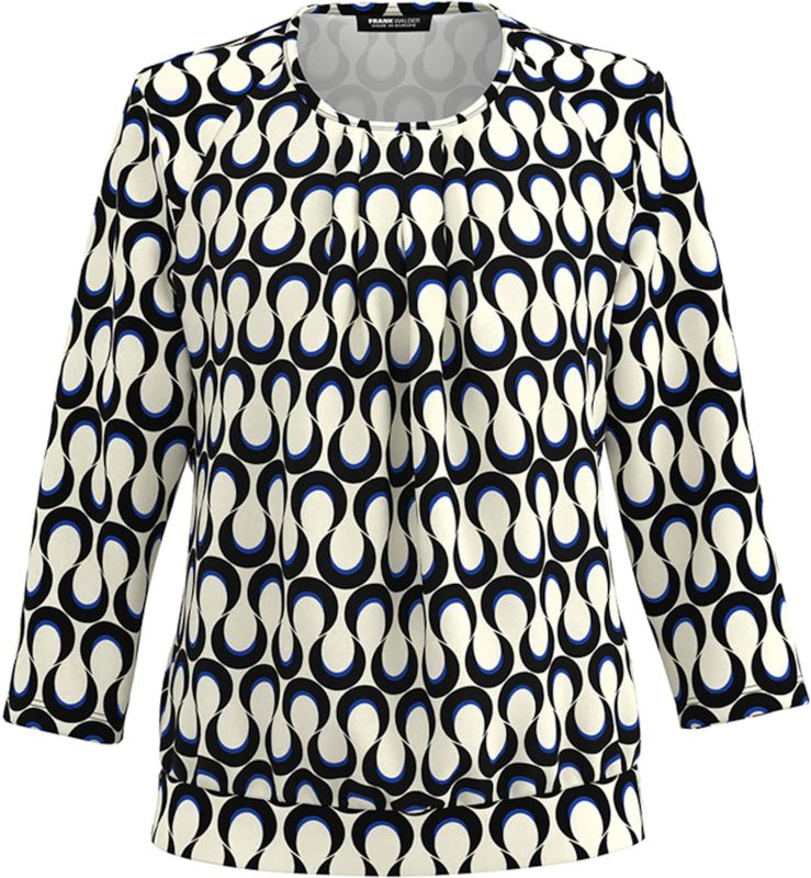 Frank Walder - Blouse Allover Print - Zwart/Wit - 48